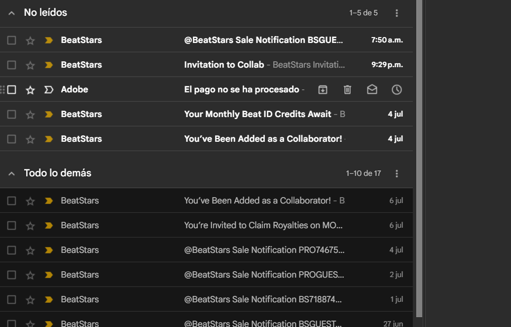 Real sales screenshot on BeatStars